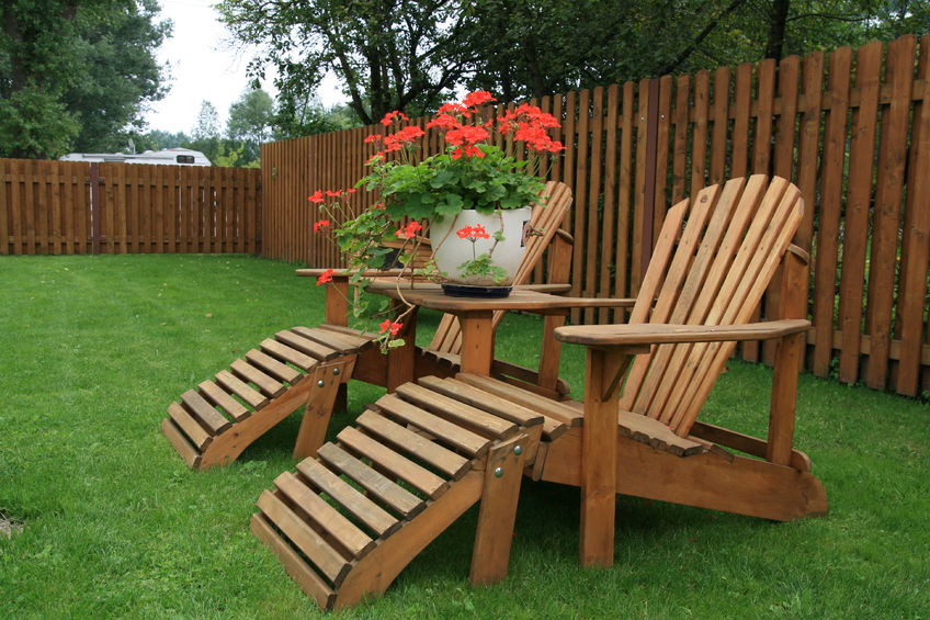 wood furniture on lawn
